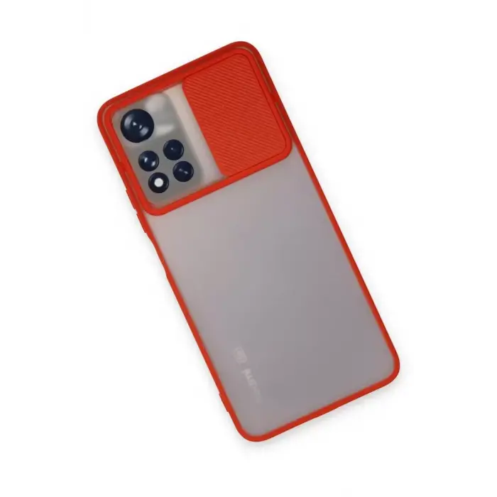 Newface Xiaomi Redmi Note 11 Pro Plus 5G Kılıf Palm Buzlu Kamera Sürgülü Silikon - Kırmızı