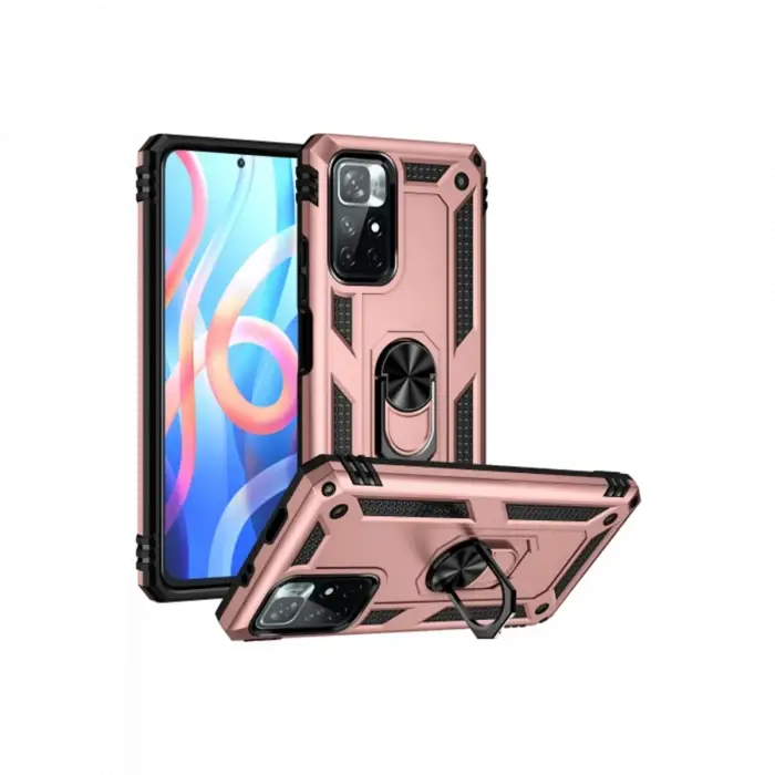 Newface Xiaomi Redmi Note 11T Kılıf Sofya Yüzüklü Silikon Kapak - Rose