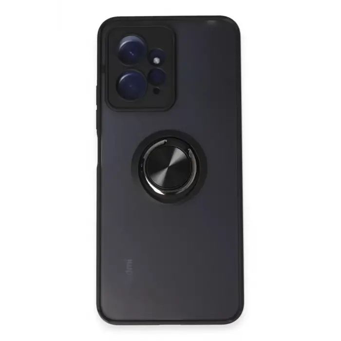 Newface Xiaomi Redmi Note 12 4G Kılıf Montreal Yüzüklü Silikon Kapak - Siyah