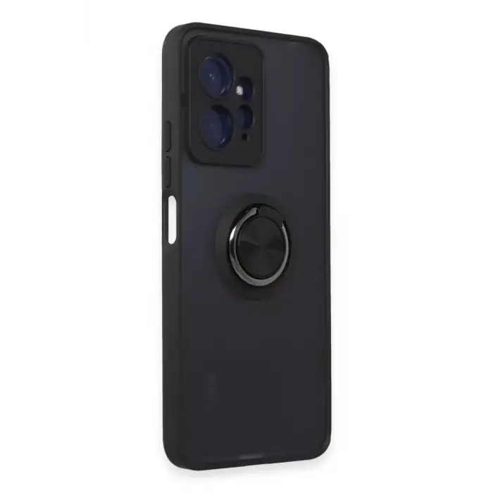 Newface Xiaomi Redmi Note 12 4G Kılıf Montreal Yüzüklü Silikon Kapak - Siyah