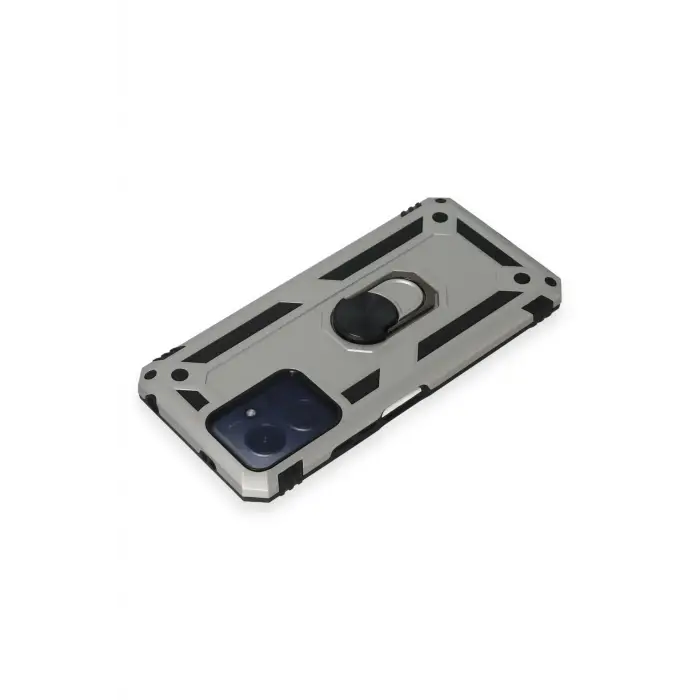 Newface Xiaomi Redmi Note 12 4G Kılıf Sofya Yüzüklü Silikon Kapak - Gümüş