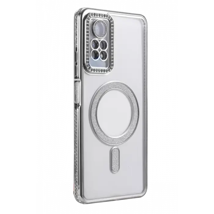 Newface Xiaomi Redmi Note 12 Pro 4G Joke Simli Magneticsafe Kılıf - Gümüş