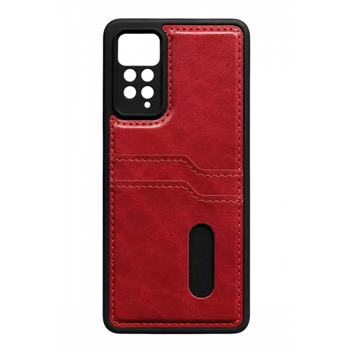 Newface Xiaomi Redmi Note 12 Pro 4G Kılıf Sara Kartvizitli Deri Kılıf - Kırmızı