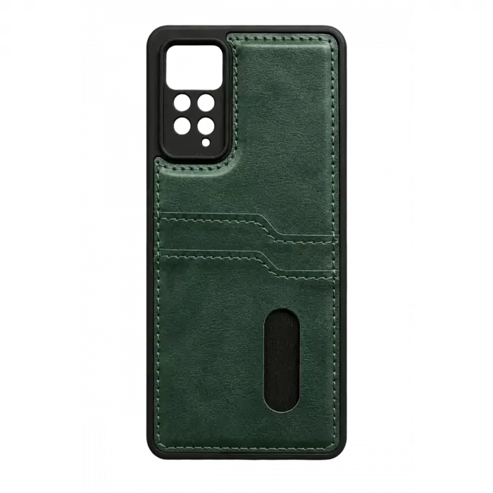 Newface Xiaomi Redmi Note 12 Pro 4G Kılıf Sara Kartvizitli Deri Kılıf - Koyu Yeşil