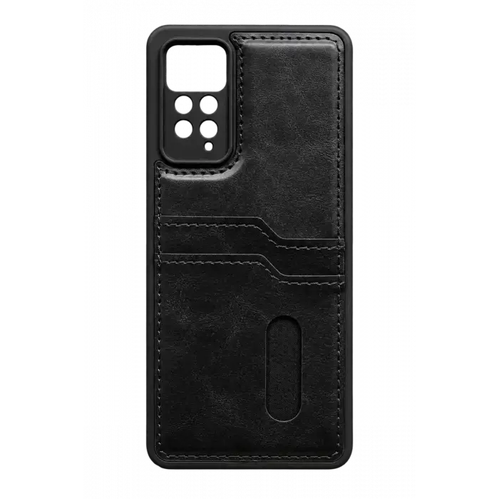 Newface Xiaomi Redmi Note 12 Pro 4G Kılıf Sara Kartvizitli Deri Kılıf - Siyah