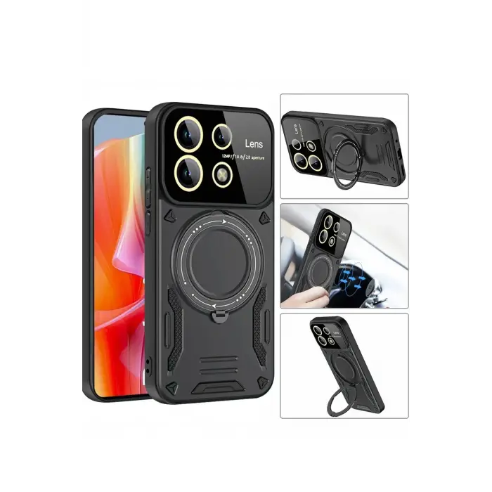 Newface Xiaomi Redmi Note 13 Pro 5G Kılıf Joy Lens Standlı Kapak - Mor