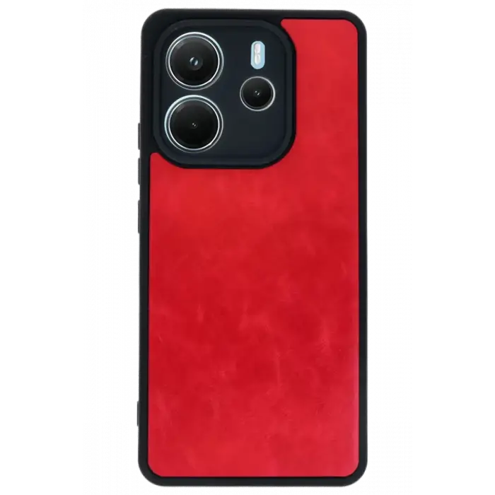 Newface Xiaomi Redmi Note 14 4G Kılıf Aras Deri Kapak - Kırmızı