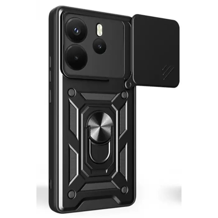 Newface Xiaomi Redmi Note 14 4G Pars Lens Yüzüklü Silikon - Siyah
