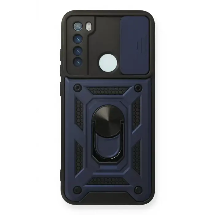 Newface Xiaomi Redmi Note 8 Kılıf Pars Lens Yüzüklü Silikon - Lacivert