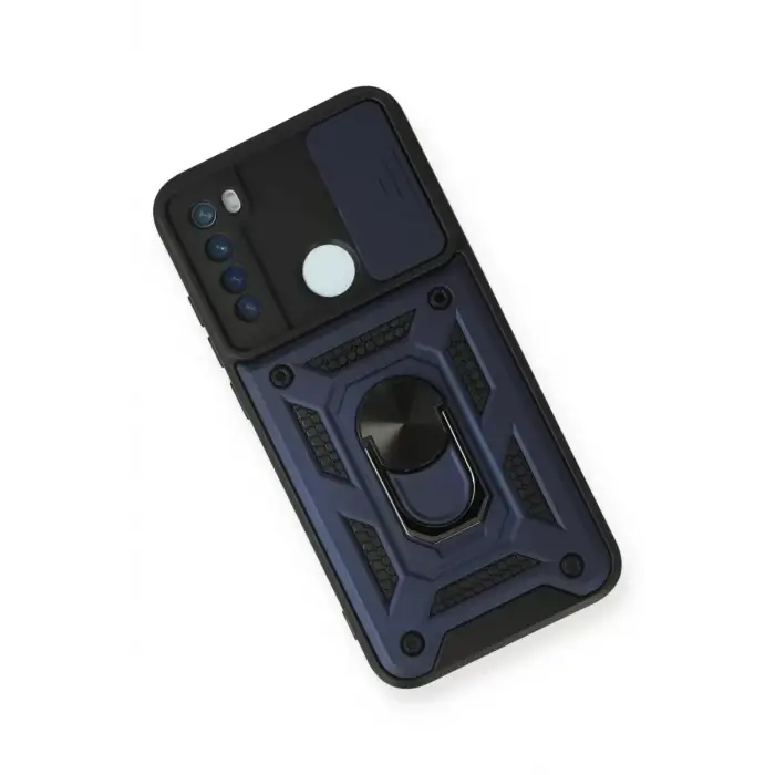 Newface Xiaomi Redmi Note 8 Kılıf Pars Lens Yüzüklü Silikon - Lacivert