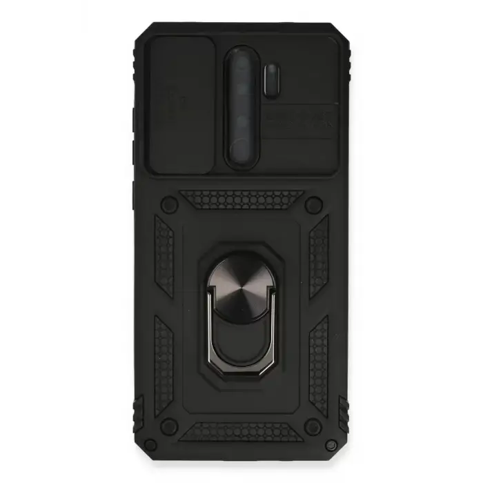 Newface Xiaomi Redmi Note 8 Pro Kılıf Pars Lens Yüzüklü Silikon - Siyah