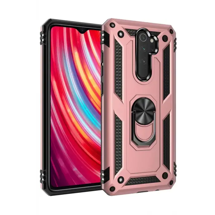 Newface Xiaomi Redmi Note 8 Pro Kılıf Sofya Yüzüklü Silikon Kapak - Rose