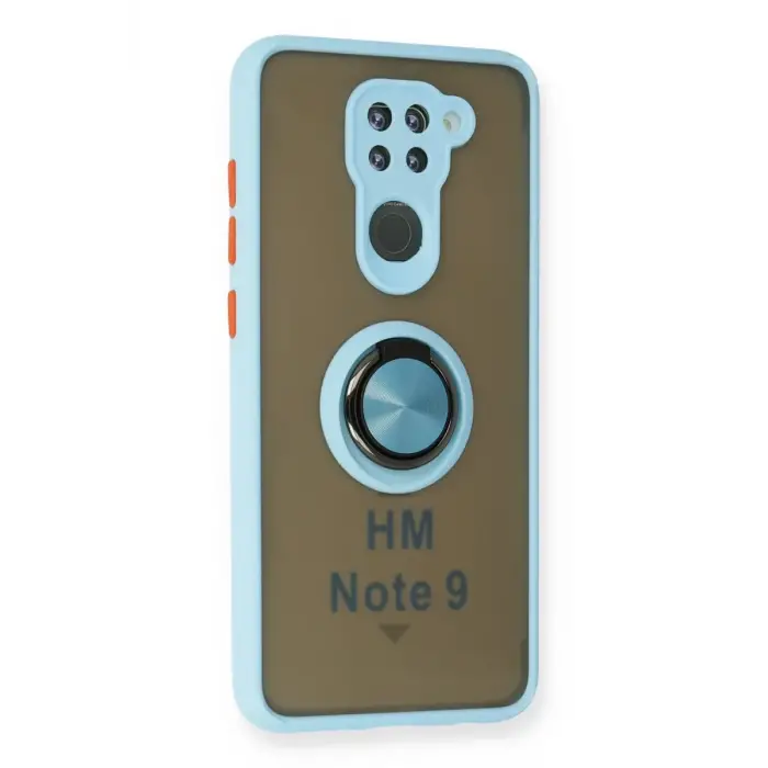 Newface Xiaomi Redmi Note 9 Kılıf Montreal Yüzüklü Silikon Kapak - Buz Mavi