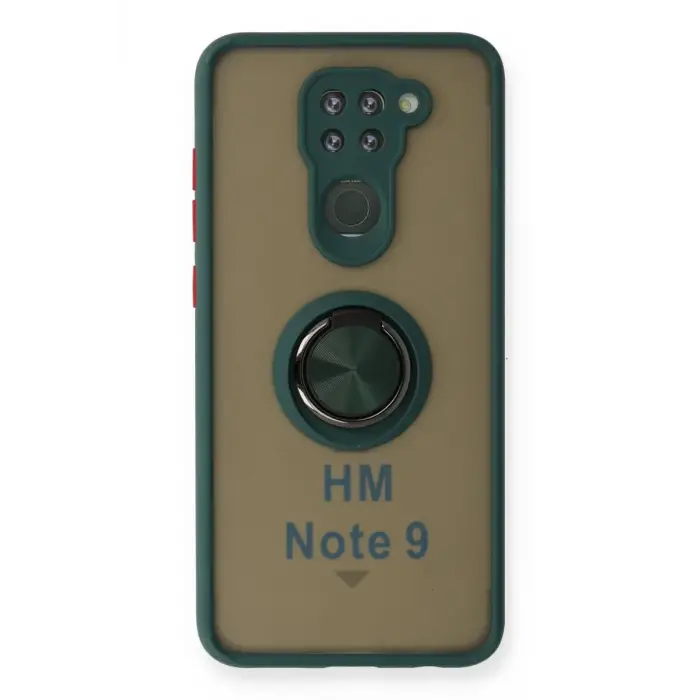 Newface Xiaomi Redmi Note 9 Kılıf Montreal Yüzüklü Silikon Kapak - Yeşil