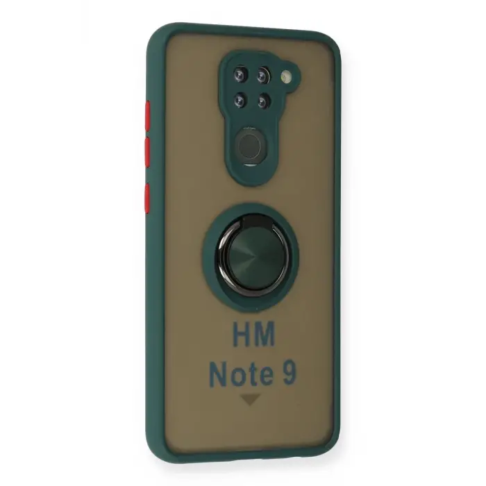 Newface Xiaomi Redmi Note 9 Kılıf Montreal Yüzüklü Silikon Kapak - Yeşil