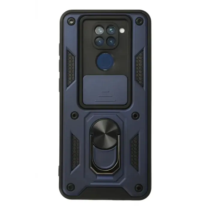 Newface Xiaomi Redmi Note 9 Kılıf Pars Lens Yüzüklü Silikon - Lacivert