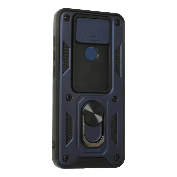 Newface Xiaomi Redmi Note 9 Kılıf Pars Lens Yüzüklü Silikon - Lacivert