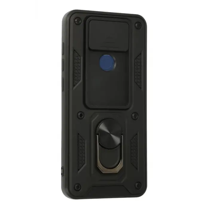 Newface Xiaomi Redmi Note 9 Kılıf Pars Lens Yüzüklü Silikon - Siyah