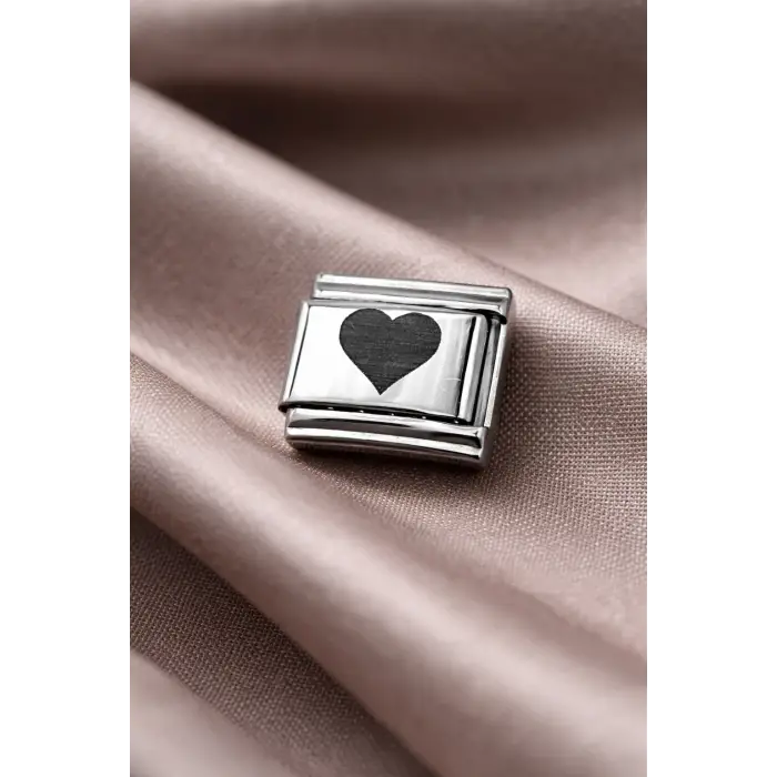 Nomination Uyumlu Çelik Kalp Charm – Parlak Çelik Bileklik Aksesuarı | Sevgi Temalı Modüler Charm