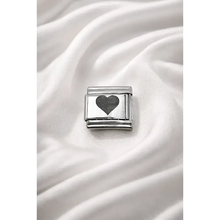 Nomination Uyumlu Çelik Kalp Charm – Parlak Çelik Bileklik Aksesuarı | Sevgi Temalı Modüler Charm