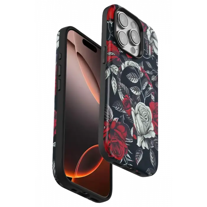 Onegif Apple iPhone 14 Pro Flower Series Magsafe Kapak - Siyah