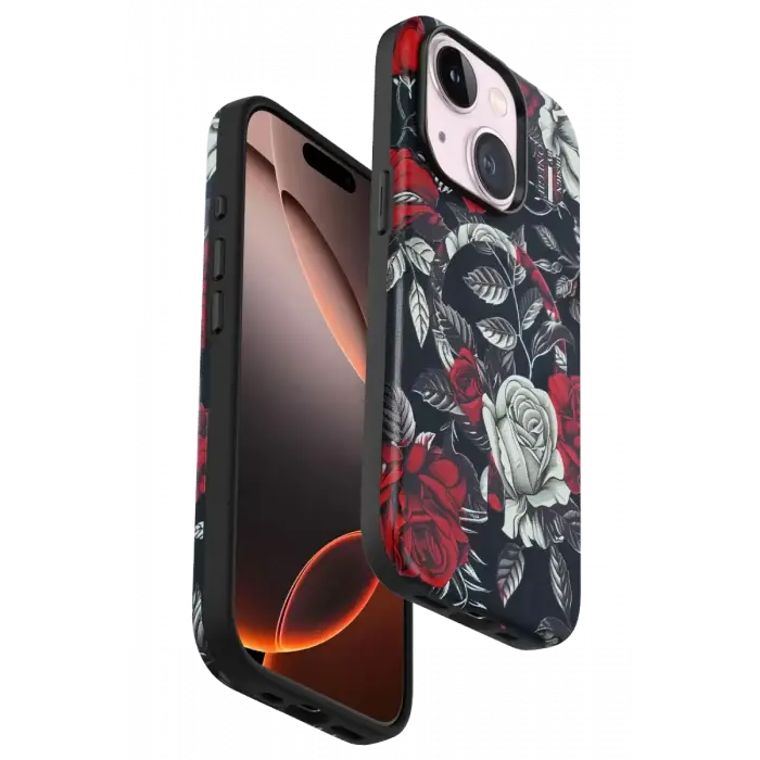 Onegif Apple iPhone 15 Plus Flower Series Magsafe Kapak - Siyah