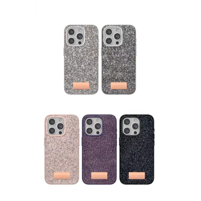 Onegif Apple iPhone 15 Pro Max Bright Simli Kapak - Siyah