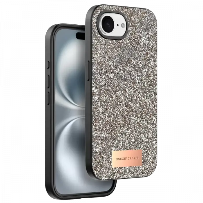 Onegif Apple iPhone 16E Bright Simli Kapak - Gold