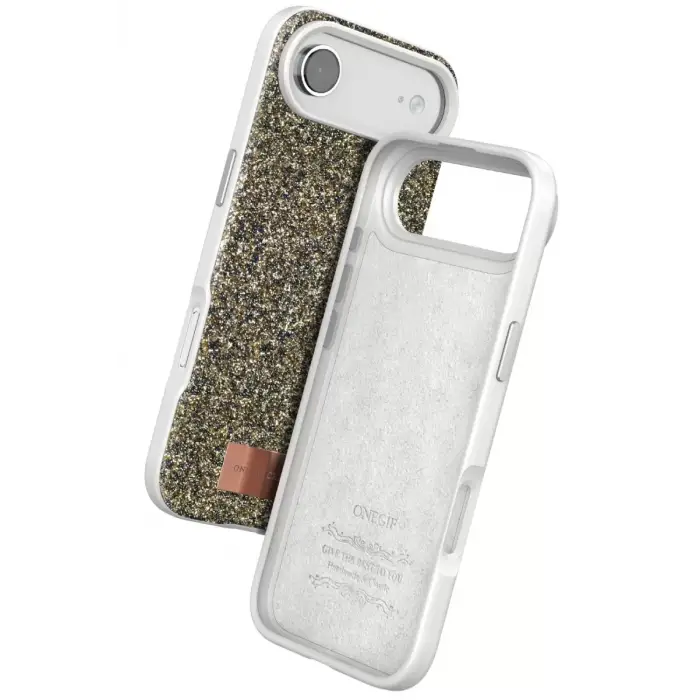 Onegif Apple iPhone 17 Air Bright Simli Kapak - Çöl Titanyum