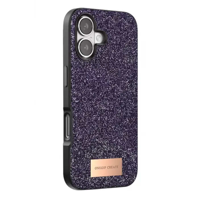 Onegif Apple iPhone 17 Bright Simli Kapak - Derin Mor