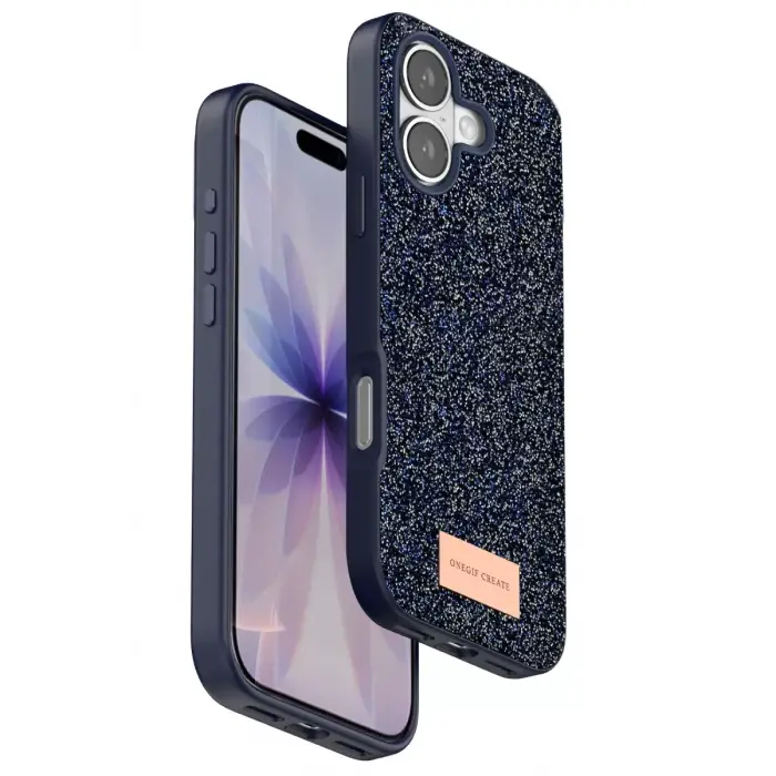 Onegif Apple iPhone 17 Bright Simli Kapak - Mavi