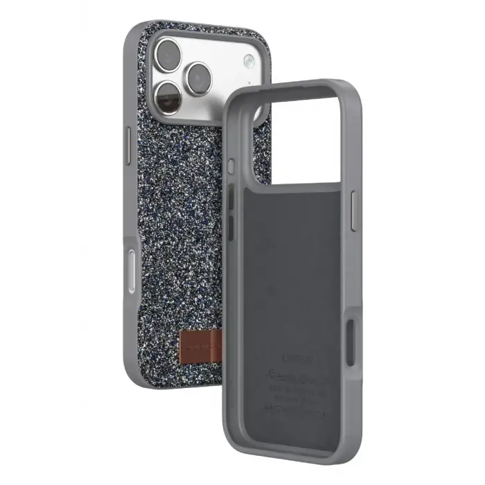 Onegif Apple iPhone 17 Pro Bright Simli Kapak - Gümüş