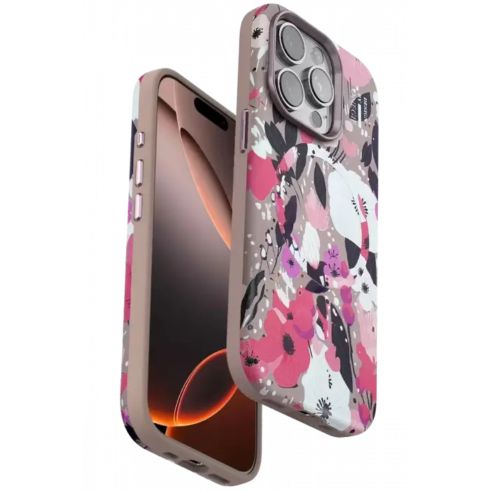 Onegif Apple iPhone 14 Pro Max Flower Series Magsafe Kapak - Pembe