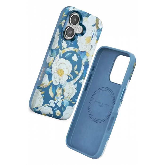 Onegif Apple iPhone 16 Flower Series Magsafe Kapak - Mavi