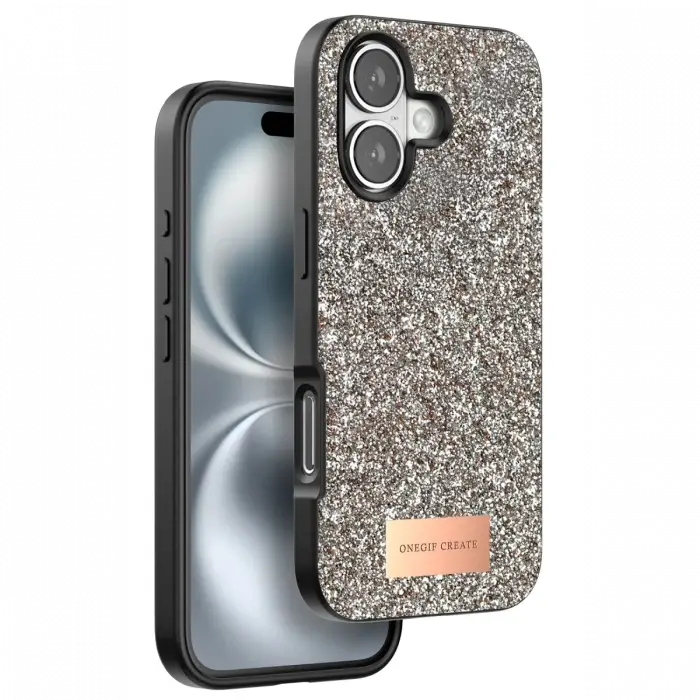 Onegif iPhone 16 Plus Bright Simli Kapak - Gold