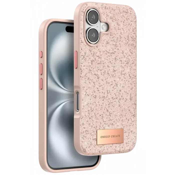Onegif Apple iPhone 16 Plus Bright Simli Kapak - Pembe