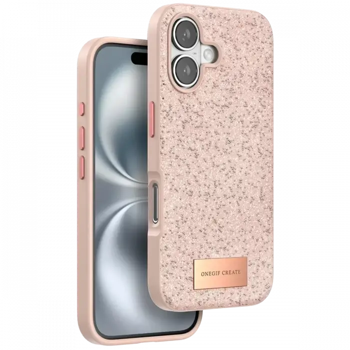 Onegif Apple iPhone 16 Plus Bright Simli Kapak - Pembe