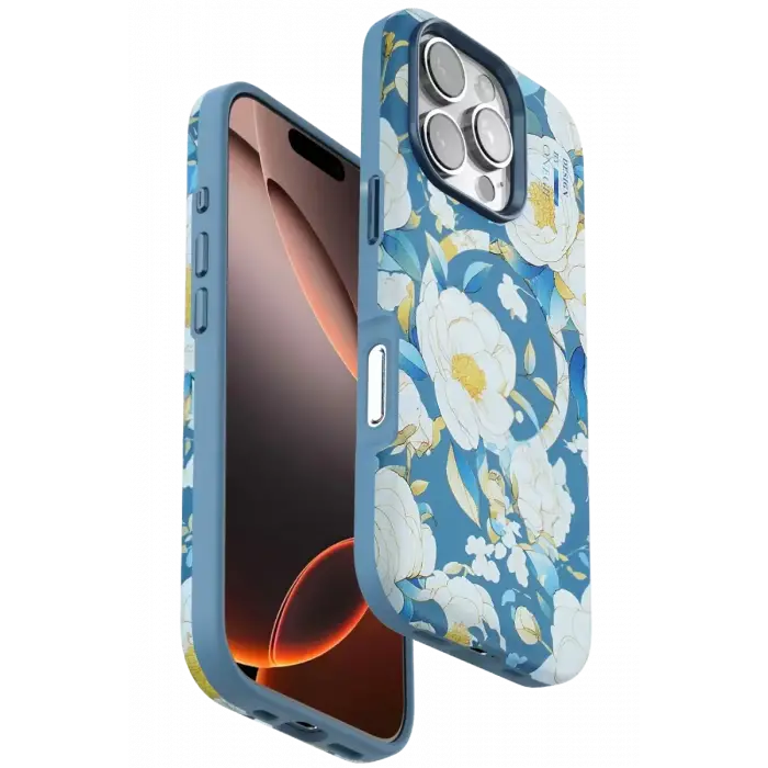 Onegif Apple iPhone 16 Pro Max Flower Series Magsafe Kapak - Mavi