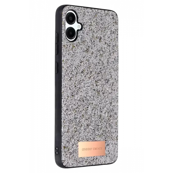 Onegif Samsung Galaxy A06 Bright Simli Kapak - Gümüş