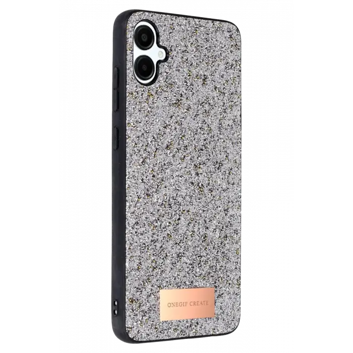 Onegif Samsung Galaxy A06 Bright Simli Kapak - Gümüş