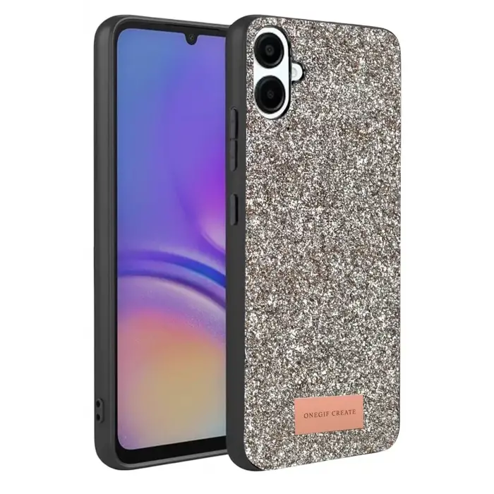 Onegif Samsung Galaxy A07 4G Bright Simli Kapak - Gümüş