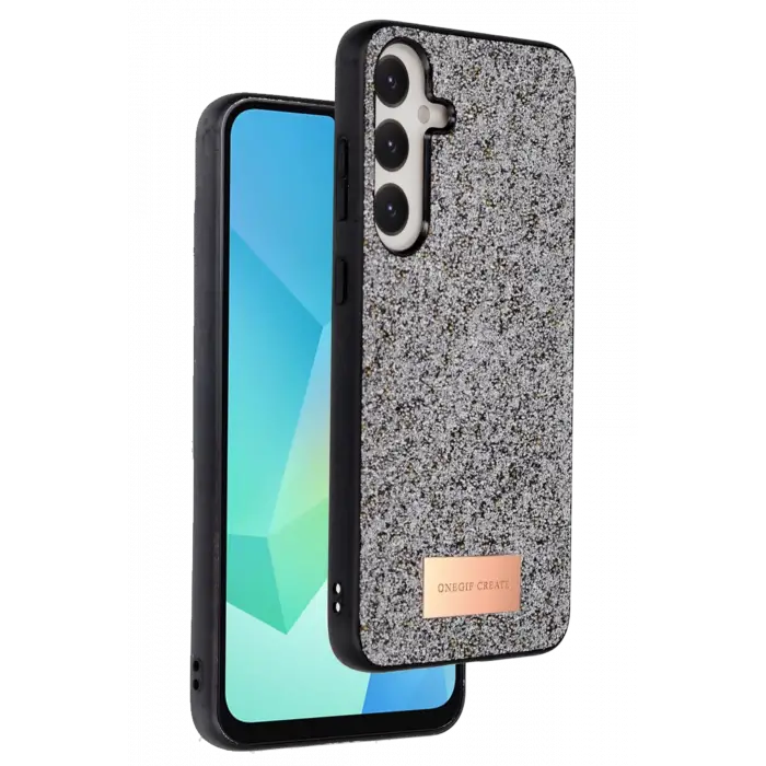 Onegif Samsung Galaxy A56 Bright Simli Kapak - Gümüş
