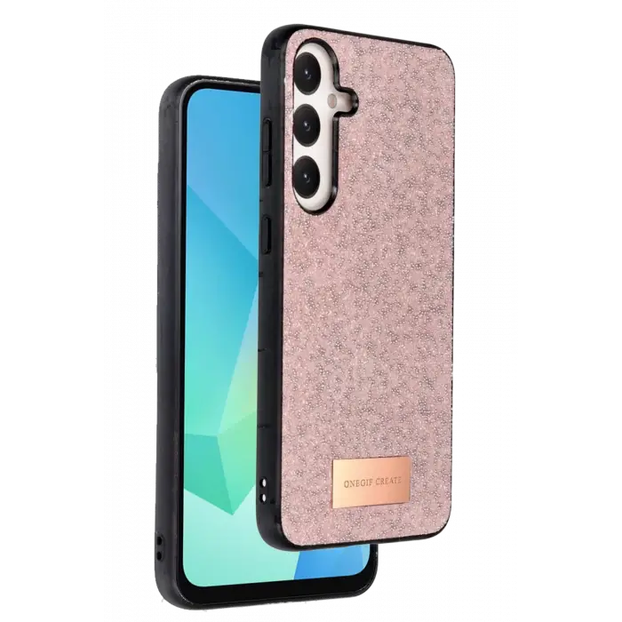 Onegif Samsung Galaxy A56 Bright Simli Kapak - Pembe