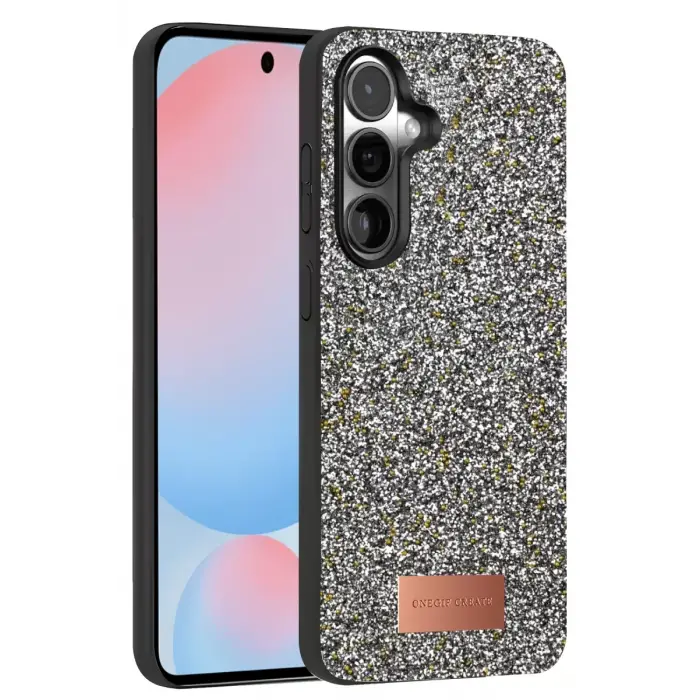 Onegif Samsung Galaxy S24 FE Bright Simli Kapak - Gold