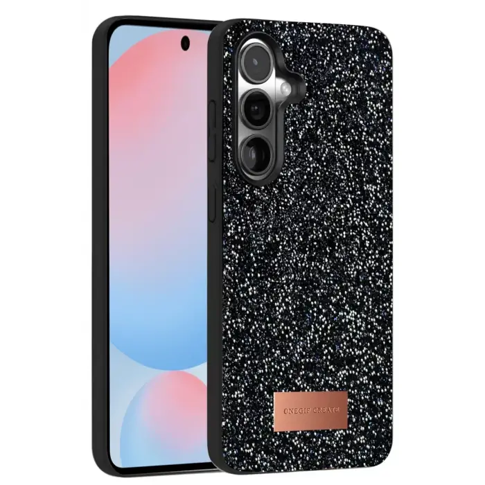 Onegif Samsung Galaxy S24 FE Bright Simli Kapak - Siyah