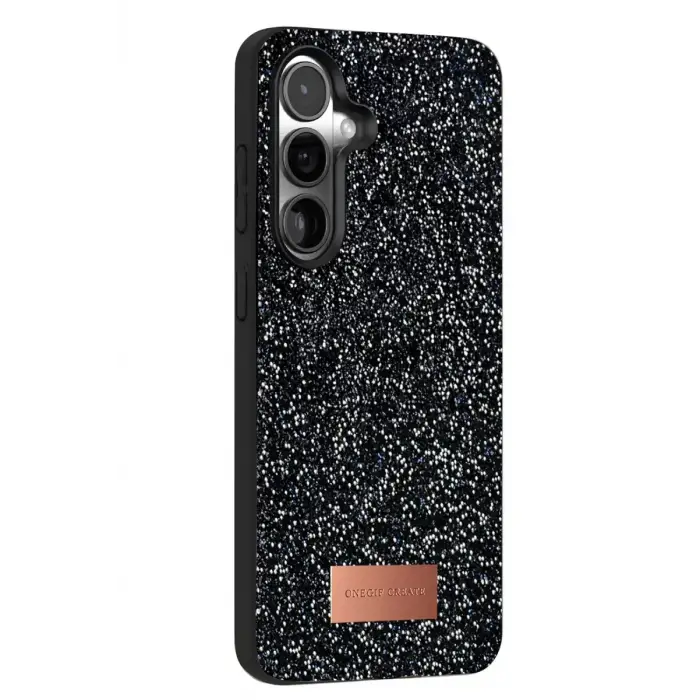 Onegif Samsung Galaxy S24 FE Bright Simli Kapak - Siyah