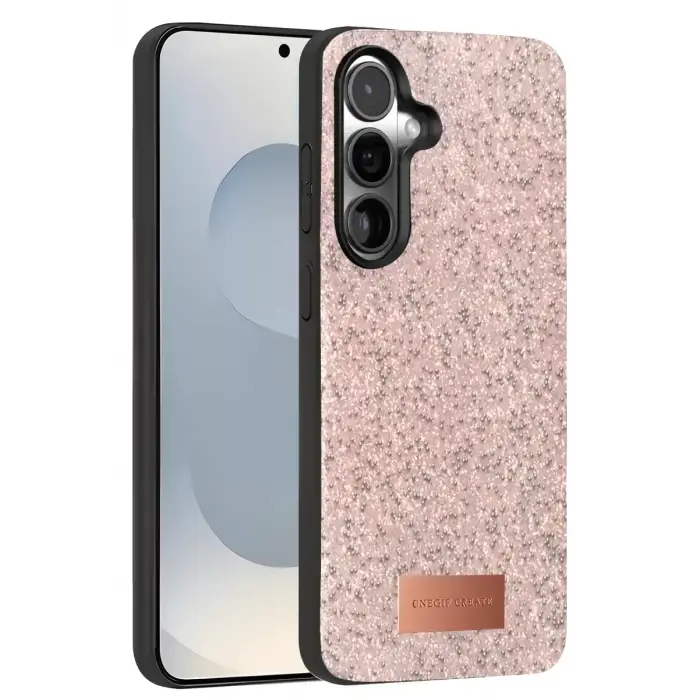 Onegif Samsung Galaxy S25 Bright Simli Kapak - Pembe