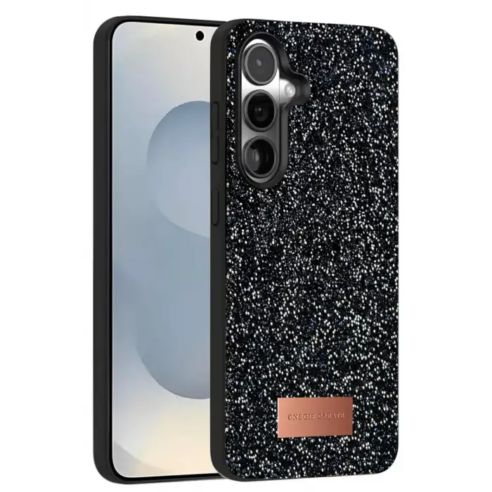 Onegif Samsung Galaxy S25 Bright Simli Kapak - Siyah
