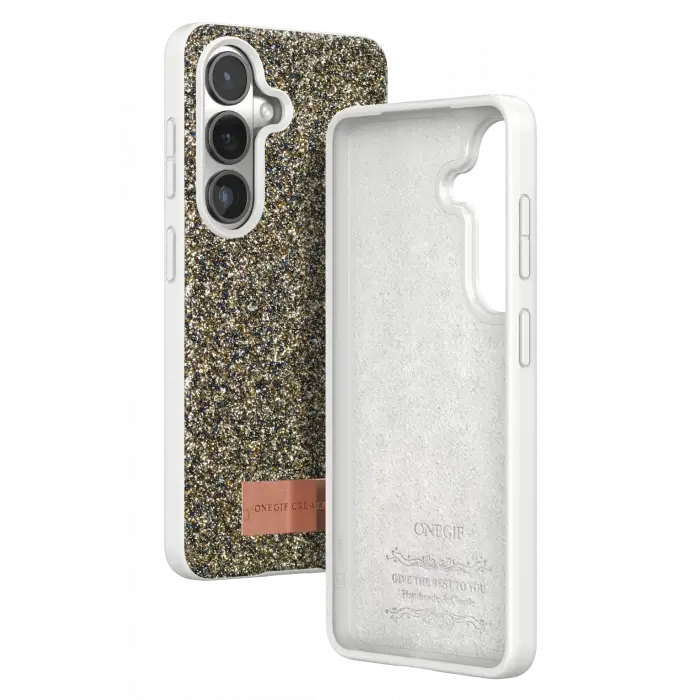 Onegif Samsung Galaxy S26 Bright Simli Kapak - Gold