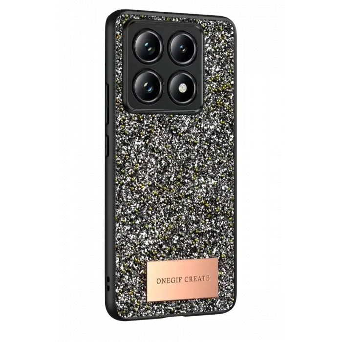 Onegif Xiaomi Mi 14T Pro Bright Simli Kapak - Gümüş